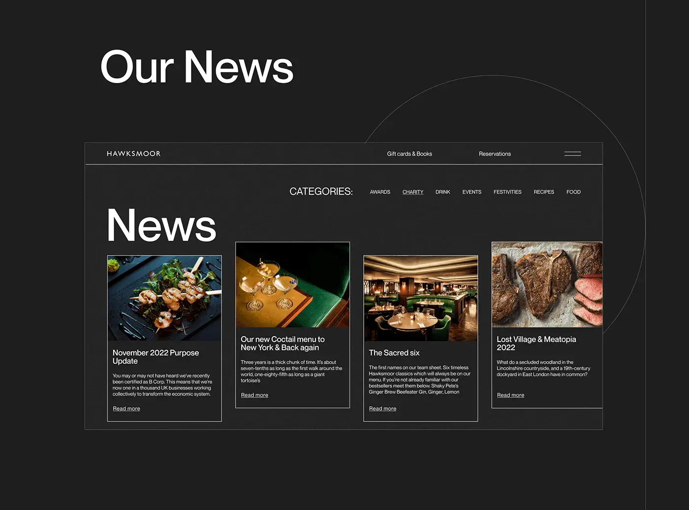News with categories, and the mobile experience.