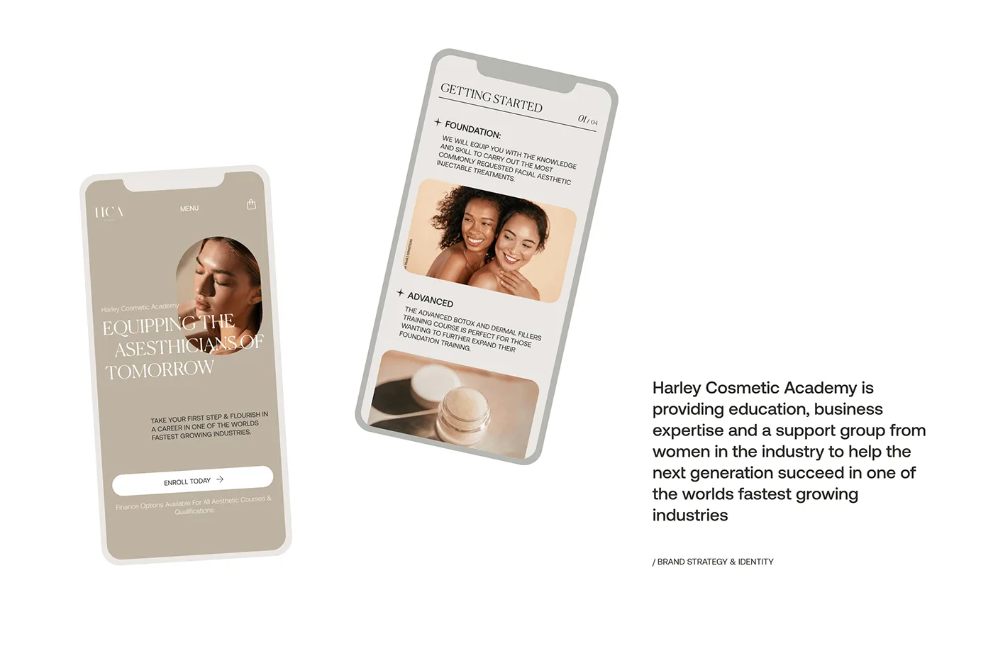Harley Cosmetic Academy mobile screens