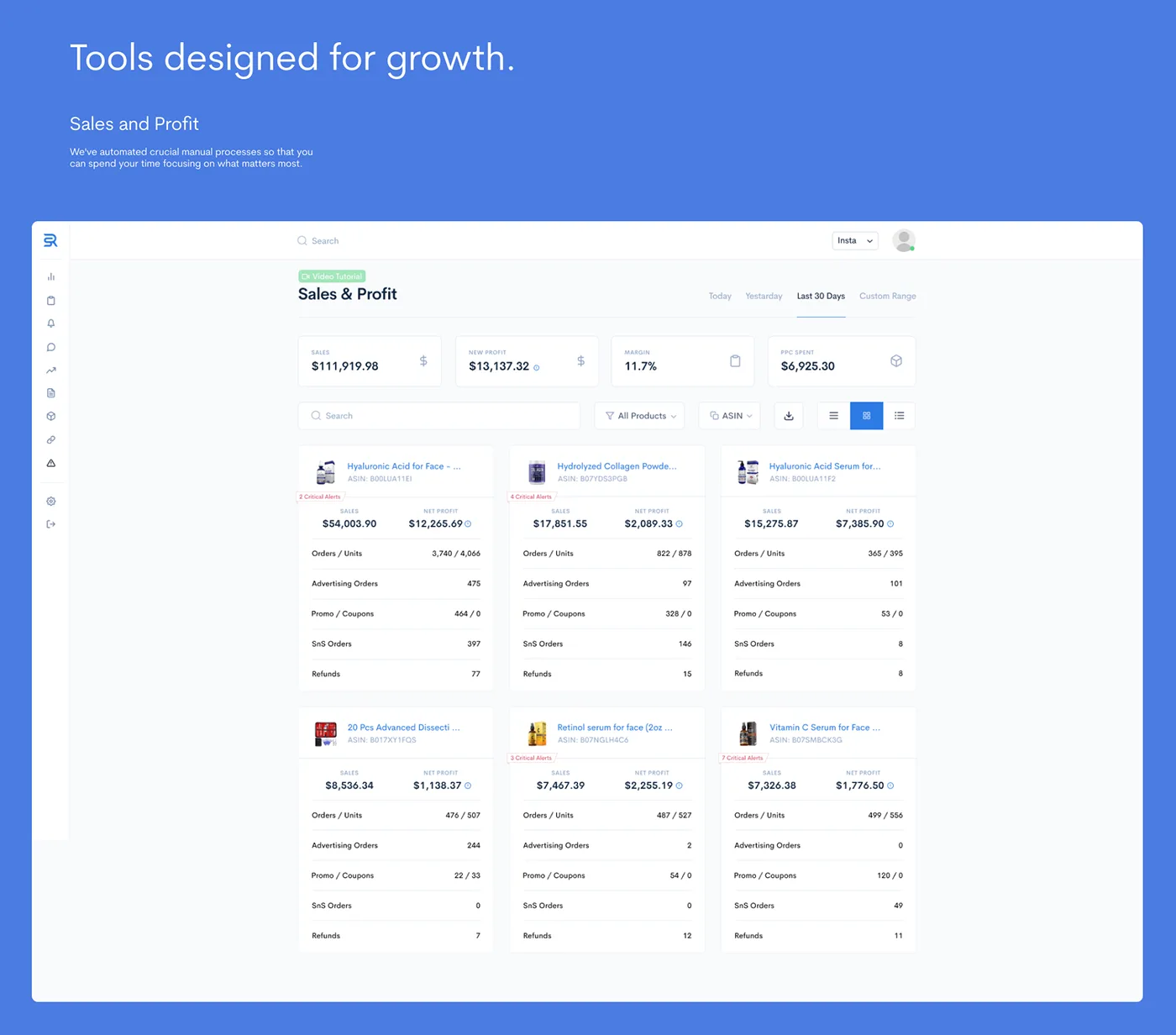Sales & profit dashboard: totals, trends and product breakdown on one screen.