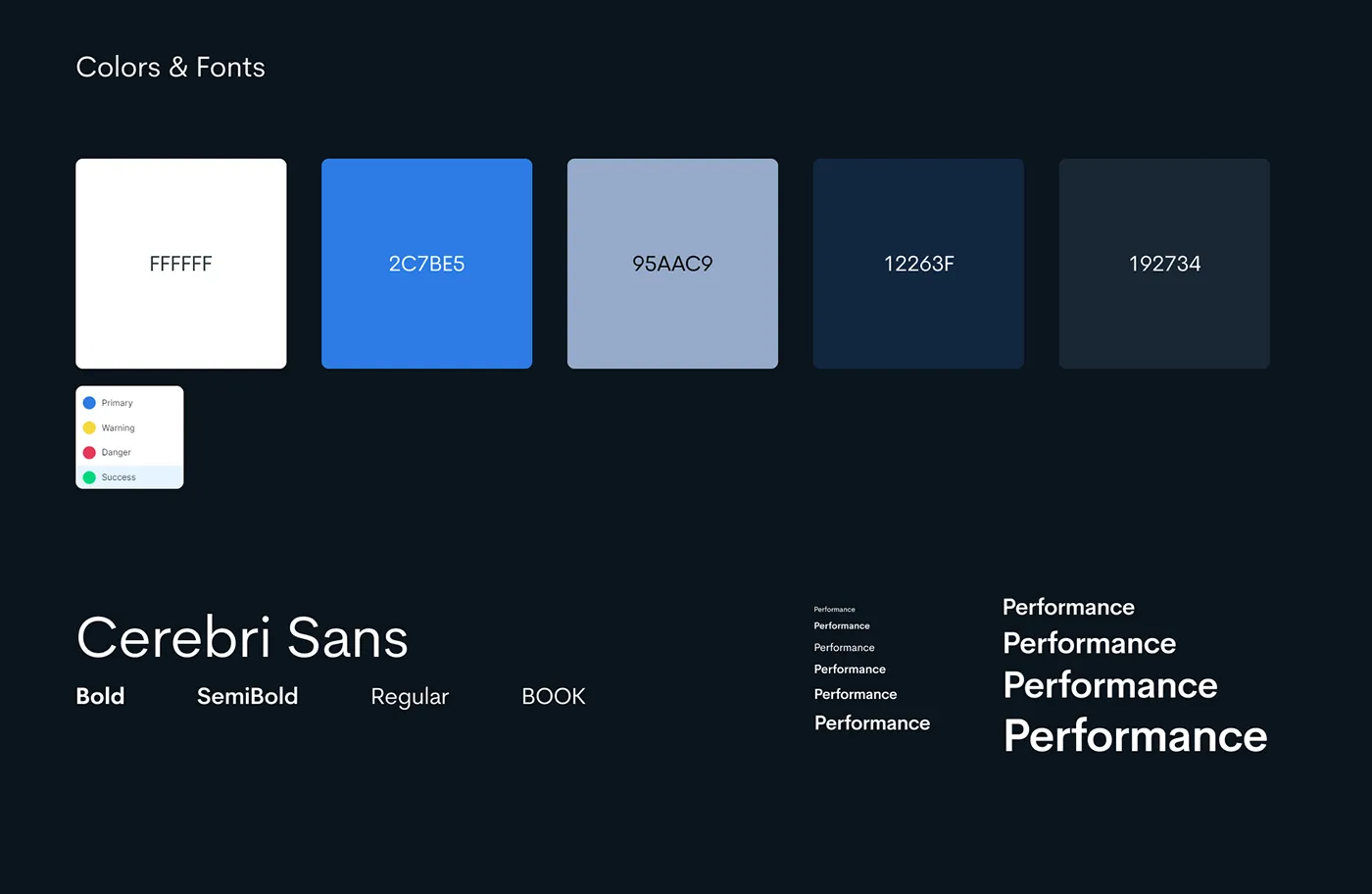 Cerebri Sans, a calm blue palette and a full dark theme.